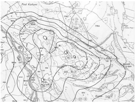 Fig. 2 The map of helicopter’s noise intensity isolines