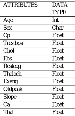 Table 1- Attributes and data types 