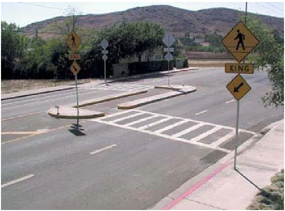 Figure 7: Offset Marked Crosswalk & Signing, Offset to the right  