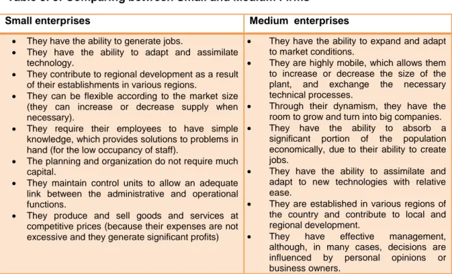 Table 3. 5: Comparing between Small and Medium Firms 