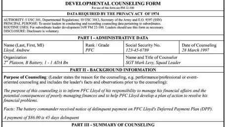Figure C-9. Example of a DevelopmentalCounselingForm-EventCounseling