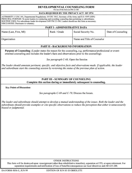 Figure C-11. Guidelines on Completing a DevelopmentalCounselingForm