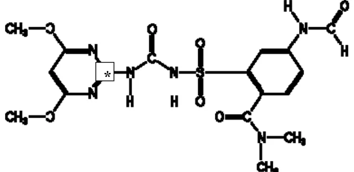 Figure 1. Structure of foramsulfuron. * Denotes the position of 14C. 