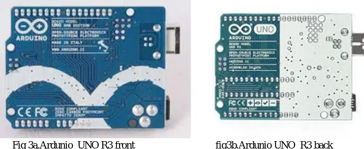 Fig 3a.Ardunio  UNO R3 front                                 fig3b.Ardunio UNO  R3 back 