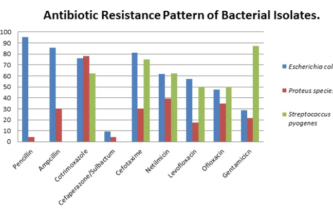 Fig. 2: Antibiotic Resistace Pattern of Bacterial isolates from Skin Infection