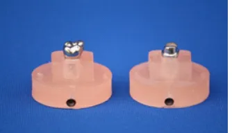 Fig. 1: The two metals dies fixed in their acrylic 