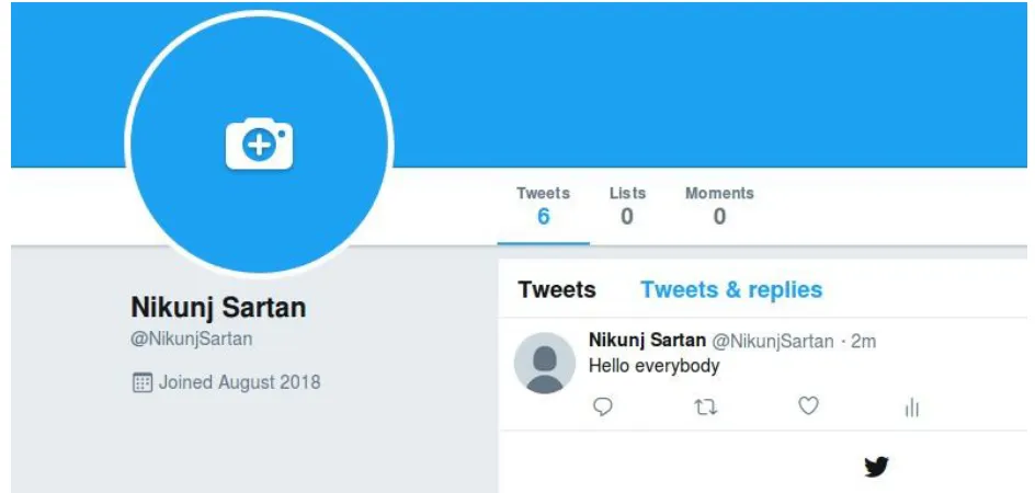 Fig. 4 screenshot of user’s twitter page after using voice command 