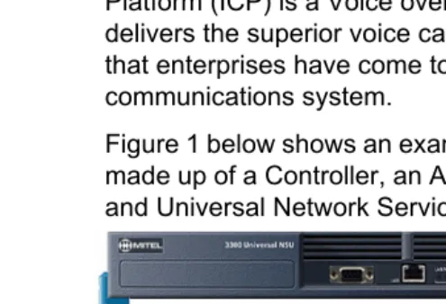 Figure 1 below shows an example of a 3300 ICP system made up of a Controller, an Analog Services Unit (ASU) and Universal Network Services Unit (NSU).