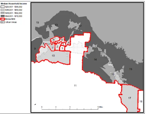Figure 2. Fairbanks North Star Borough Census Tracts and 2000 Median Household Income 