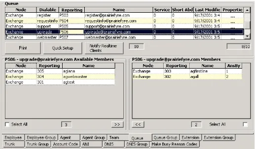 Figure 5-8 illustrates the Queue tab. The Queue tab displays the agent groups that belong to the queue currently selected