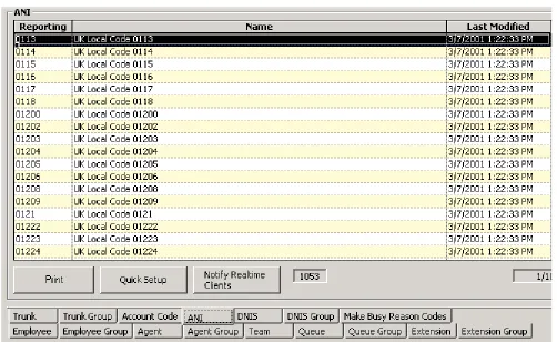 Figure 5-15 illustrates the ANI tab. The functions on the ANI tab are the same as those presented in the section entitled Agent tab