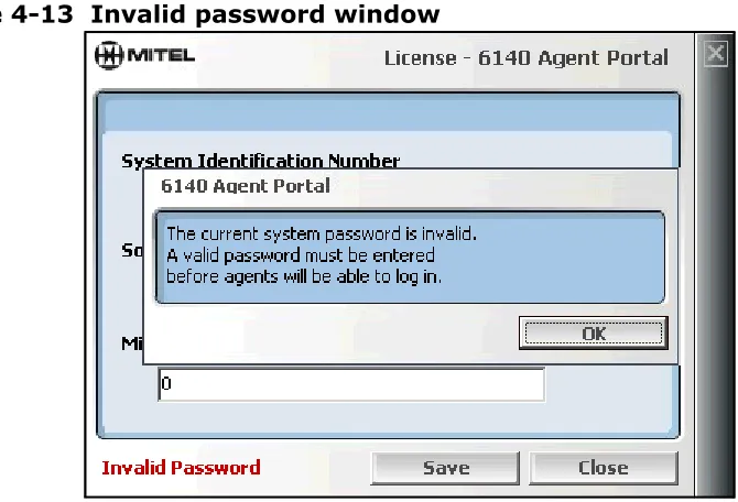 Figure 4-13  Invalid password window