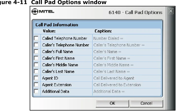 Figure 4-11  Call Pad Options window