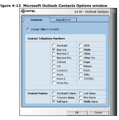 Figure 4-12  Microsoft Outlook Contacts Options window