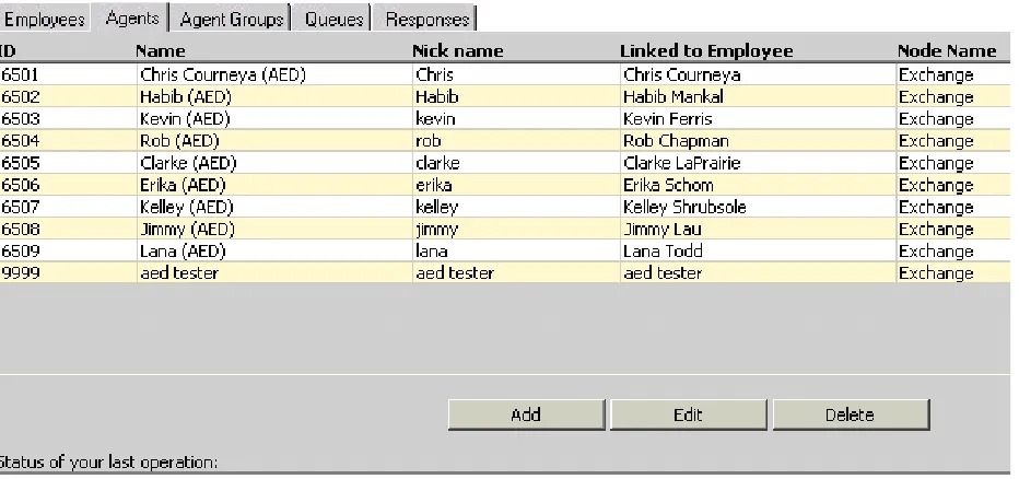 Figure 4   Configuration window: Agents tab
