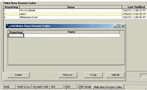 Figure 21   Add Make Busy Reason Codes window