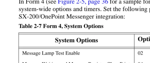 Table 2-7 Form 4, System Options