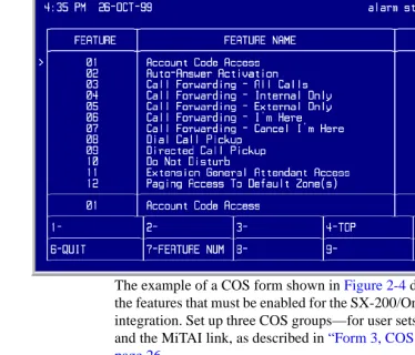 Figure 2-3  Form 2, Feature Access Codes