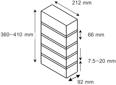 Figure 1Dimensions of a typical five clay bricks prism