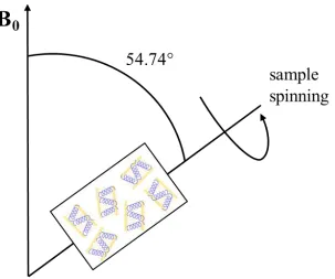 Figure 1.13 Schematic Diagram of magic angle spinning solid state NMR. Samples are 