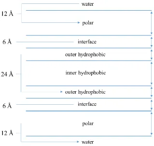 Figure 1.18 Definition of membrane layers in Rosetta membrane ab initio protocol. 