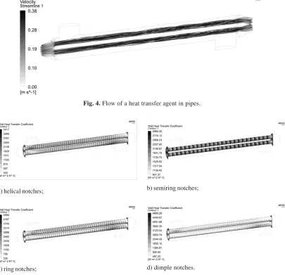 Fig. 4. Flow of a heat transfer agent in pipes.