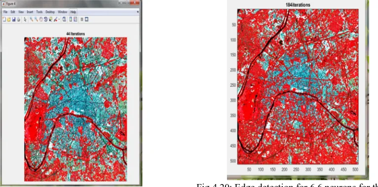 Fig 4.20: Edge detection for 6,6 neurons for the x,y  dimension of the map paris.lan 