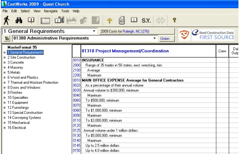 Figure 4-1 CostWorks Item Selection Window 