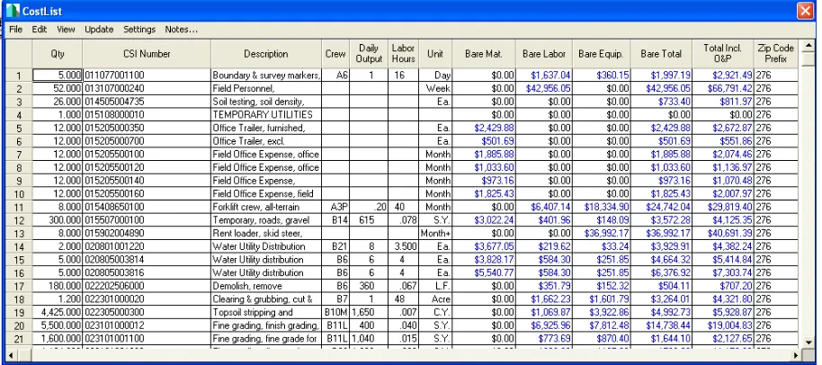 Figure 4-2 CostWorks Quantity Input Field 