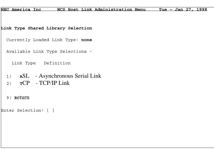 Figure 1-5   Link Type Selection Menu