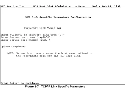 Figure 1-7   TCP/IP Link Specific Parameters