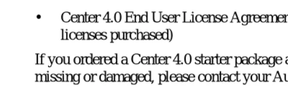 Table 1: Center 4.0 Starter Packages (software and license bundle)