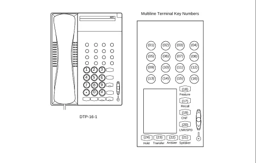 Figure 1-1  Multiline Terminal Key Numbers (Continued)