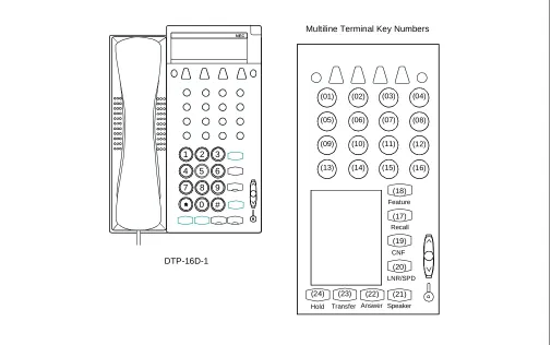 Figure 1-1  Multiline Terminal Key Numbers (Continued)