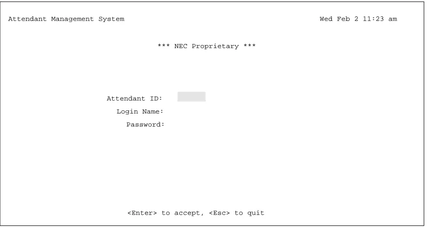 Figure 1-5   Password Entry Screen for Network Terminals