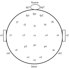 Figure 1.1: The 10 – 20 system of electrode placement for EEG recording 