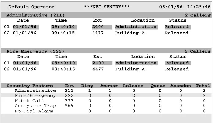 Figure 2-2   NEC Sentry screen