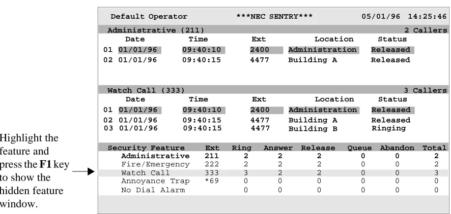Figure 2-11   Showing Feature Windows