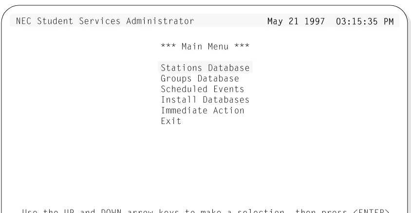 Figure 3-1   Main Menu Screen - Select Stations Database
