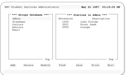 Figure 4-2   Groups Database Screen