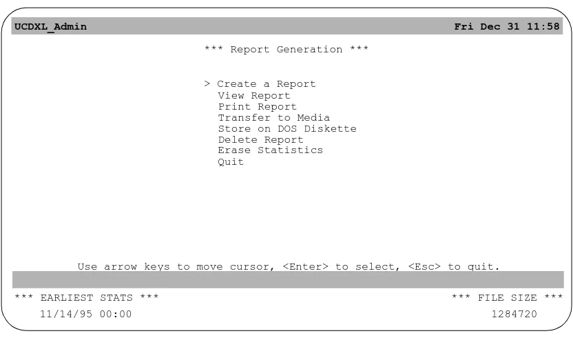 Figure 2-3   Report Generation menu