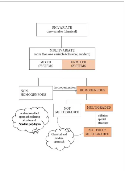 Figure 1.1 Classes of polynomials systems and resultant matrix approach