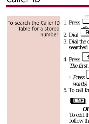 Table for a storednumber: