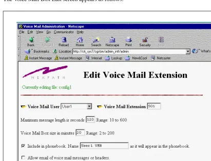 FIGURE 3-9: Editing a Voice Mail Box Extension