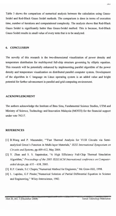Table 3 shows the comparison of numerical analysis between the calculation using Gauss-
