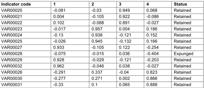 Table 1: EFA factor loadings 