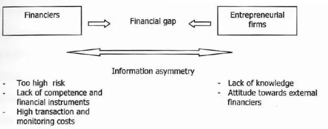 Figure 1 – Information asymmetry and financial gap adopted from (Sørheim, 2003, p.5) 