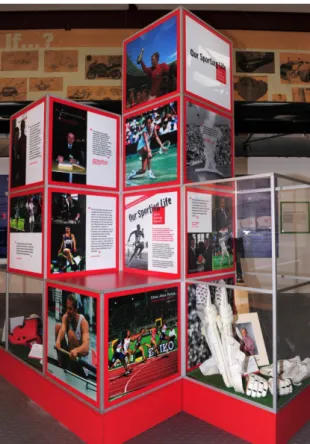 Figure 1: Our Sporting Life exhibition cubes, Ironbridge 