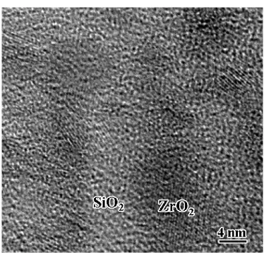 Figure 3.6: Phase-separation and crystallization for an RPCVD 10% ZrO2-SiO2 films after 