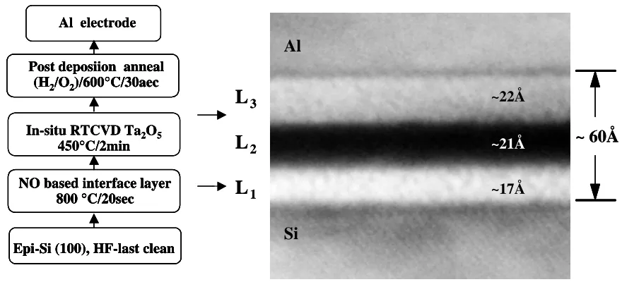 Figure 3.9: Al and Pt electrodes on TiO2 gate dielectrics with JVD nitride interfacial layers